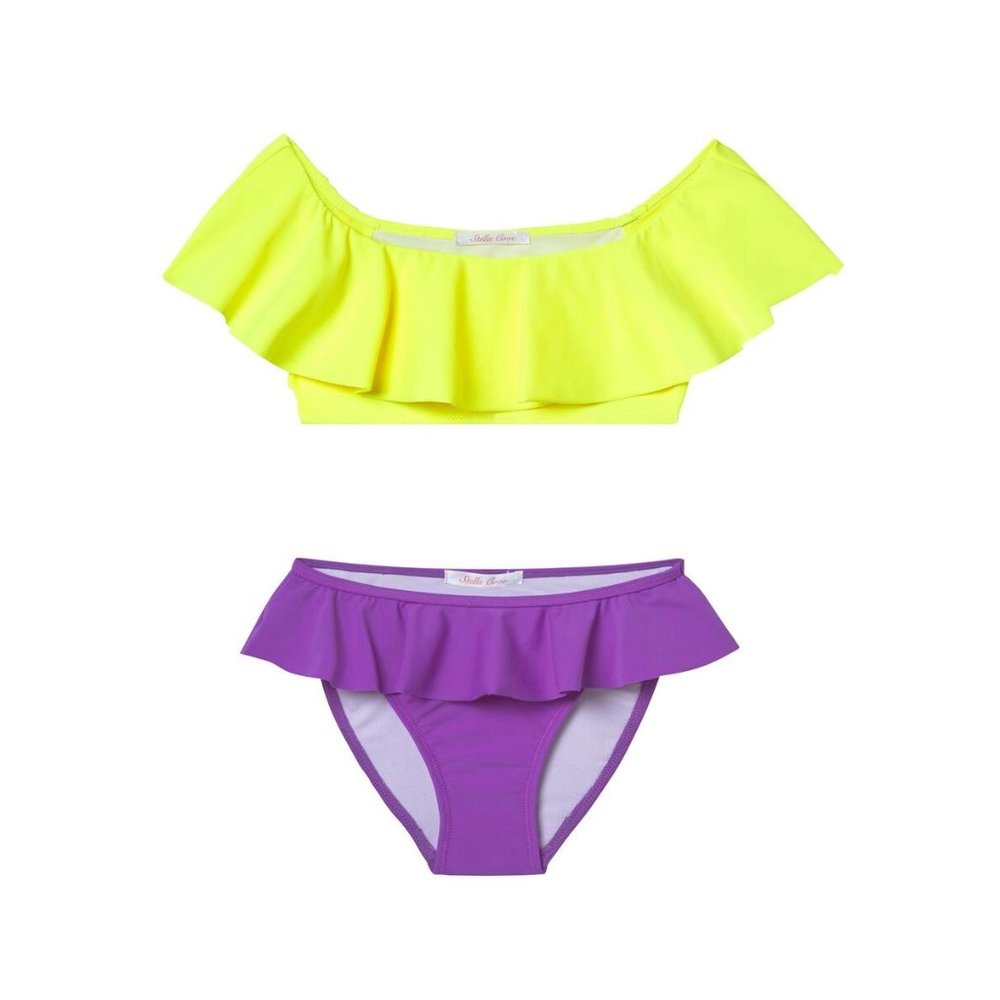 ruffled neon yellow and purple bikini various sizes